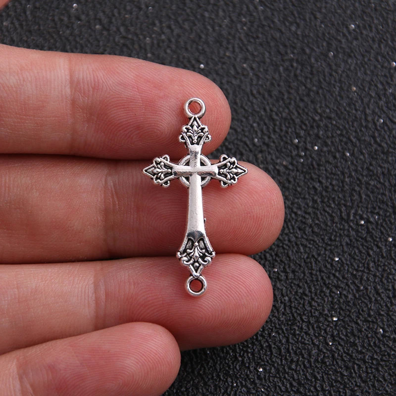 12pc 16*30mm Cross Charm Metal Fashion Charms Connectors for Bracelets DIY Jewelry Making Religious Cross Charm