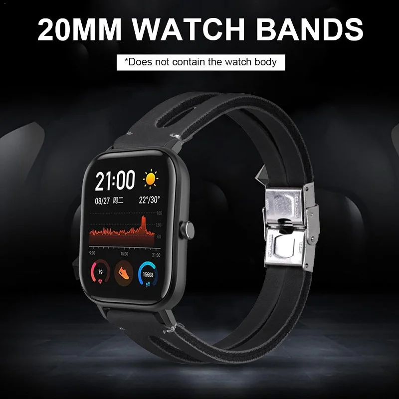 Geschikt Voor Amazfit Gts Lederen Band Universele Retro Eenvoudige Smart Horloge Band