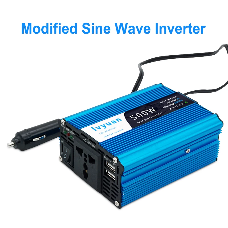 MINI Inverter per auto da 500W da 12V cc a 110V 220V ca doppia ventola USB raffreddamento Inverter a onda sinusoidale modificata