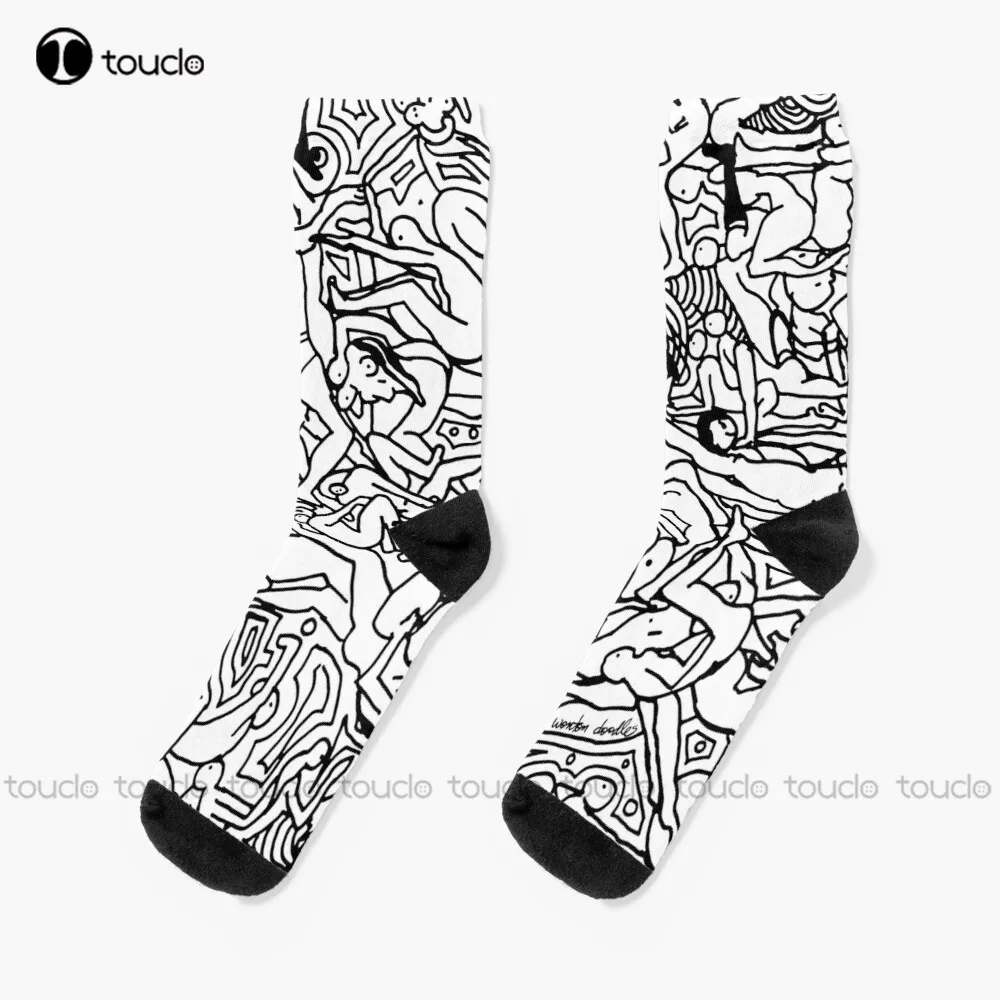 Kamasutra Monotone BW Retro Bodies Socks womens socks crew Personalized Custom Unisex Adult Teen youth Socks 360° digital print