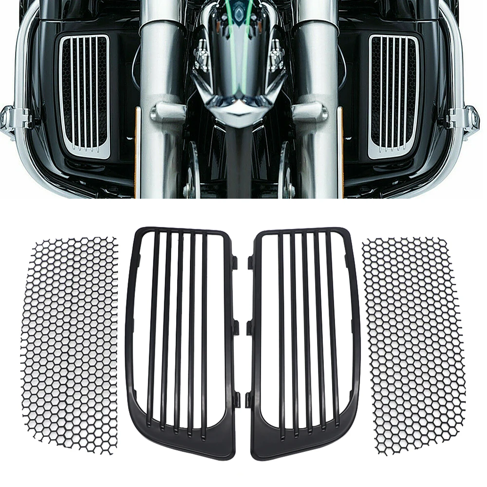 Motorcycle Radiator Grills ABS Leg Fairing Lower Vented Cover Chrome For Harley Touring Electra Street Glide Road King FLHTK