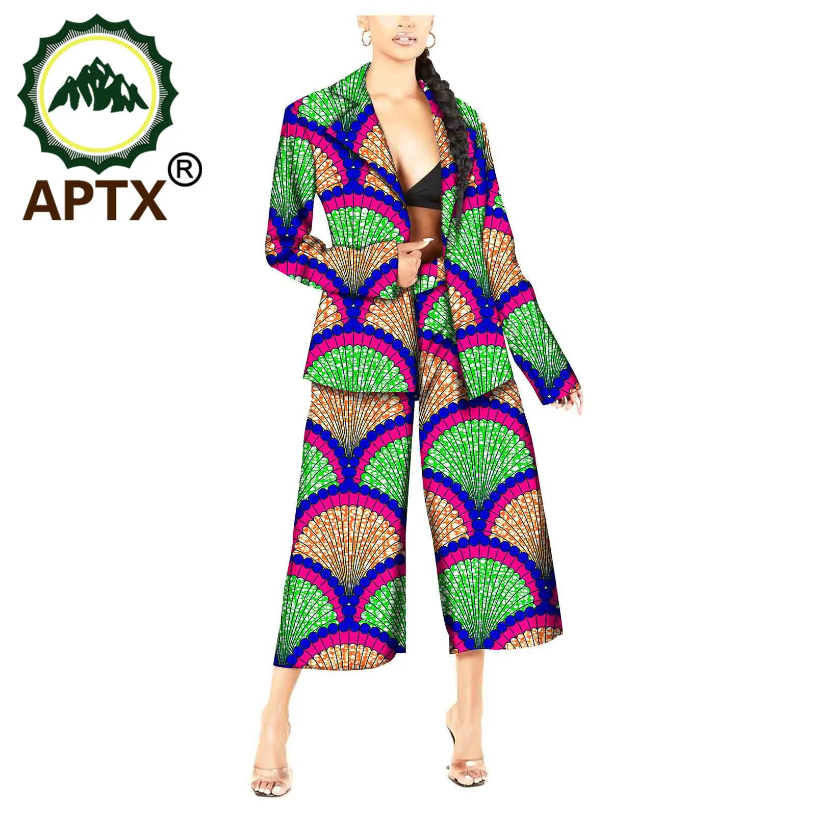 

African Women Clothing Ankara Style 2 Piece Sets Womens Sexy Outfit Wide Leg Pants Batik Pure Cotton Long Sleeves Elegant Suit