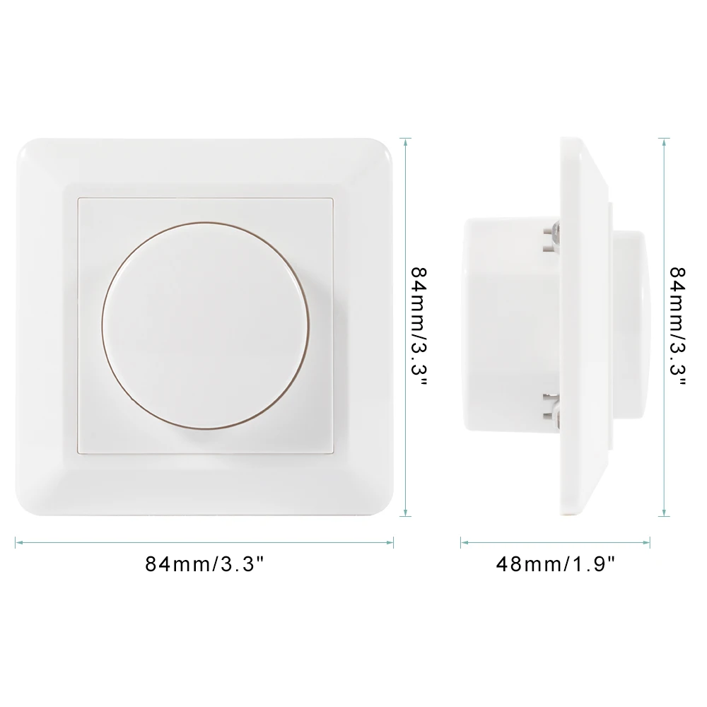 Wall Mounted LED Light Dimmer Switch Button Switch Adjustable 5-200W 220-240V Rotary Dimmable 2-Way For LED Bulb Ceiling Light