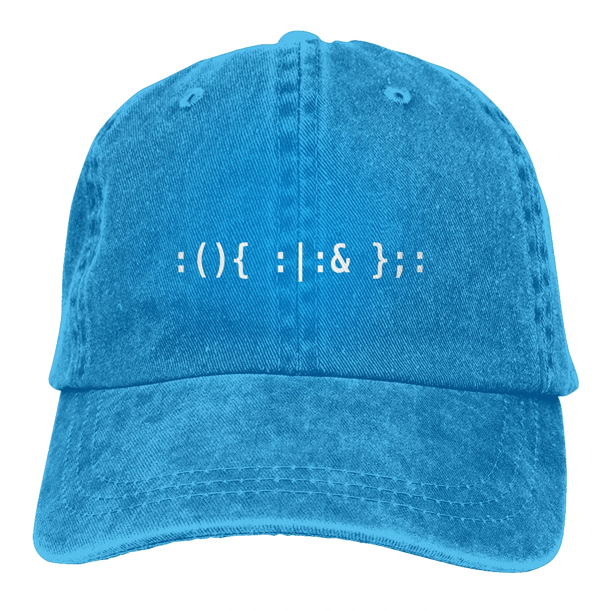 Adjustable Solid Color Baseball Cap Bash Fork Bomb - White Text For Unix Hackers Washed Cotton Linux Program Sports Woman Hat