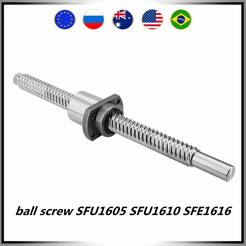 Ball screw SFU1605 SFU1610  SFE1616 SFU2005 SFU2010 SFE2020 1 pcs ball screw with end machined+ 1 pcs single ball nut for CNC