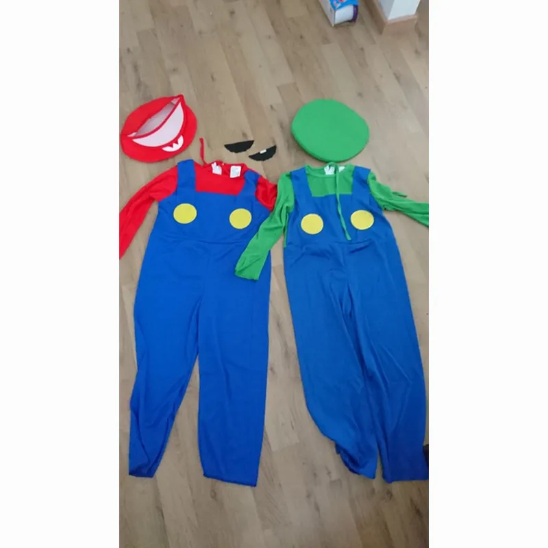 Birthday Super Brothers Luigi Cosplay Costume Kids Booys Funy Bros Plumber Fancy Costumes Dress