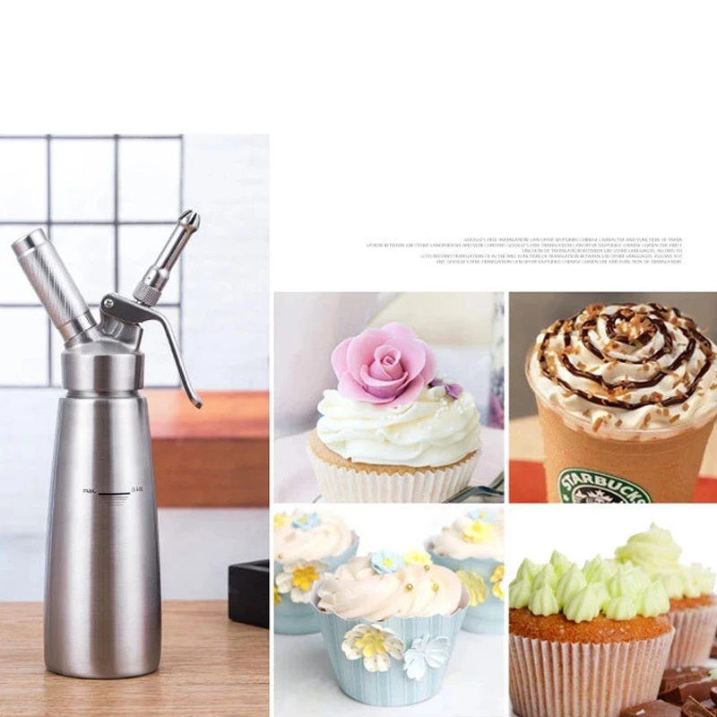 0.5L/1L Professional 304 stainless steel/Aluminum Cream Foamer Gun Whipper Butter Dispenser Coffee Dessert Cake DIY Bake Tools