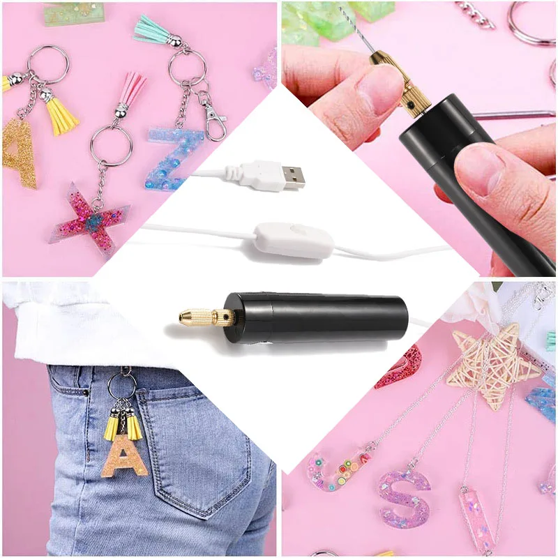 1 Set Schmuck Werkzeuge Mini Bohrmaschine Handheld UV Epoxy Harz Schmuck Machen DIY Holz Handwerk Werkzeuge Mit 5V USB Daten Kabel