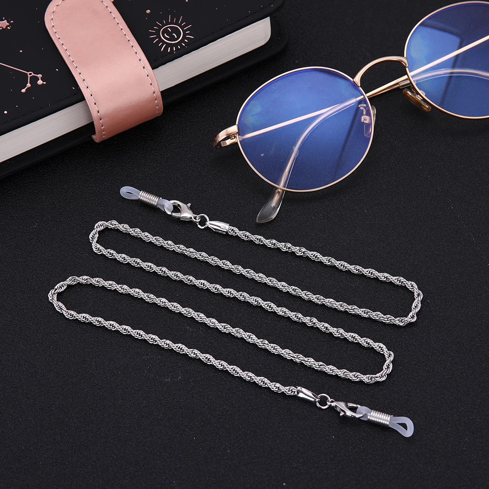 Skyrim Fashion New Twist Design Sunglasses Lanyard Strap Necklace Eyeglass for Women& Man's Gold Silver Color Reading Glasses