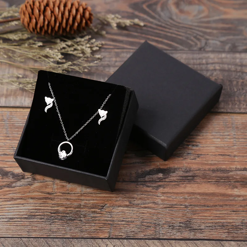 24 Kraft Paper Box Present Packaging Box Ring Earring Pendant Protection Christmas Black Gift Case Can Custom Personalized Logo