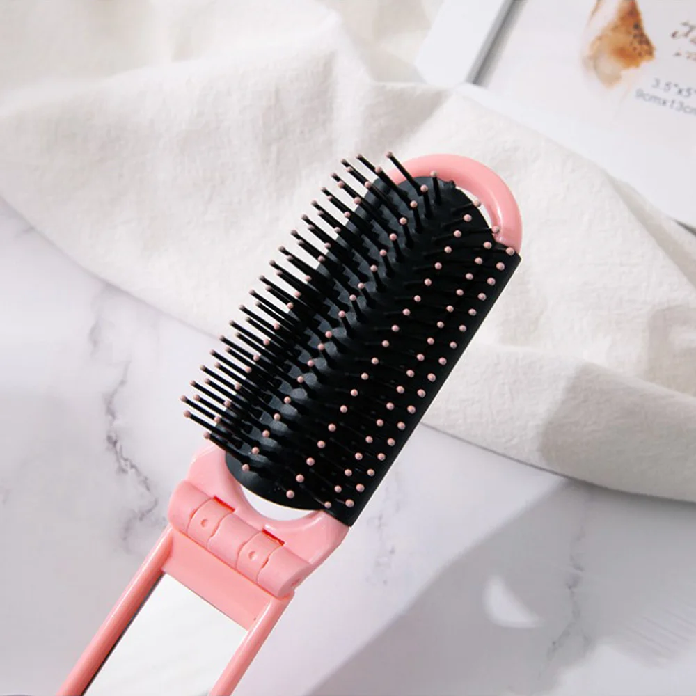 Professional Travel Hair Comb Portable Folding Hair Brush With Mirror Compact Pocket Size Purse Massage Comb Hairdressing Tool