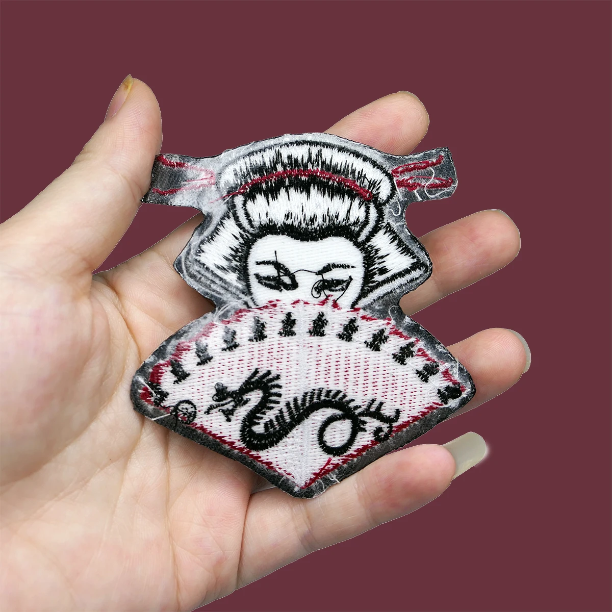 Japanese Geisha Embroidery High Quality Patches Sewing Glue Back Retro Art Patches for Clothing Jackets DIY Free Shipping