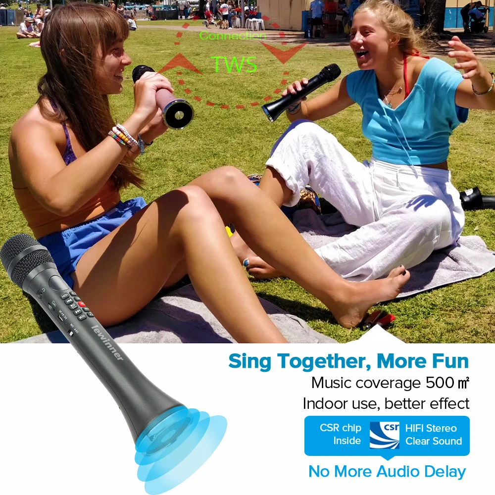 Lewinner L-699プロフェッショナルカラオケマイクワイヤレススピーカー電話サポートレコードtfプレイ用ポータブルbluetoothマイク