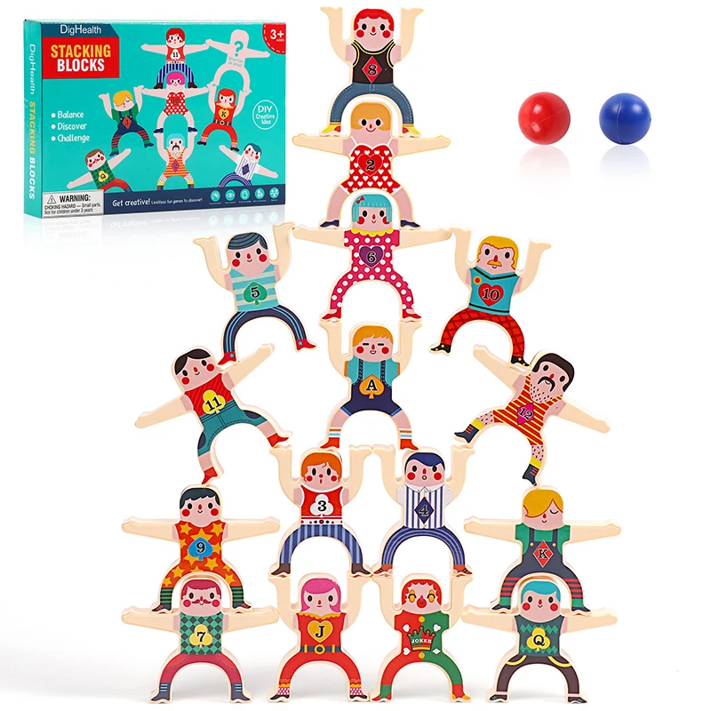 16PCS Balance Building Blocks Toys Acrobatic Opera Plastic Stacking Toy DIY Cartoon Stickers Characters Stack Educational Game