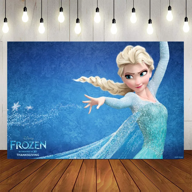 Frozen Anna Elsa Princess Party Backdrops For Photo Customize Happy Birthday Kids Party Decorations Baby Shower Party Supplies