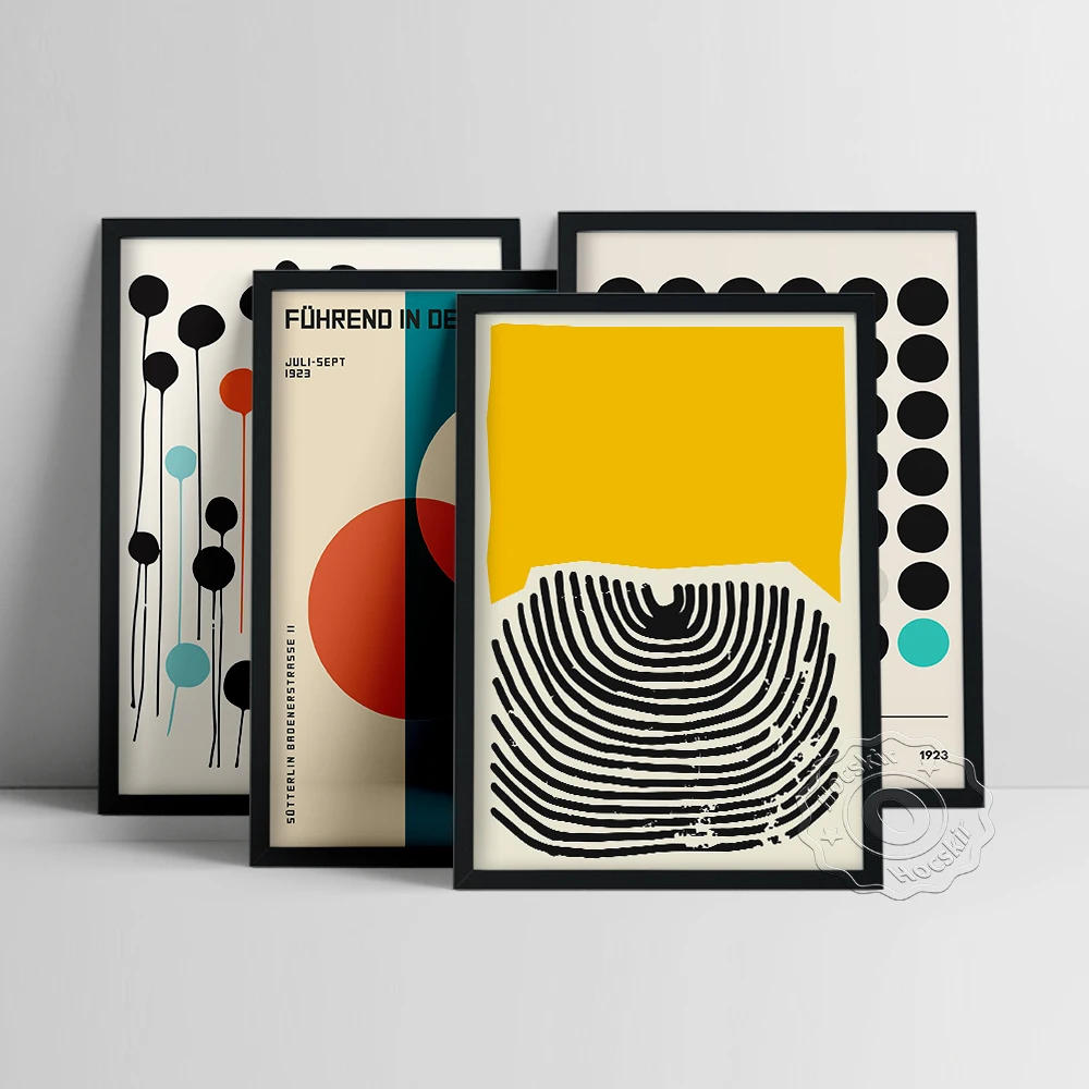 Bauhaus Exhibition Architecture Poster, Minimalist Bauhaus Wall Art, Abstraction Geometry Wall Picture, Circle Patten Art Prints