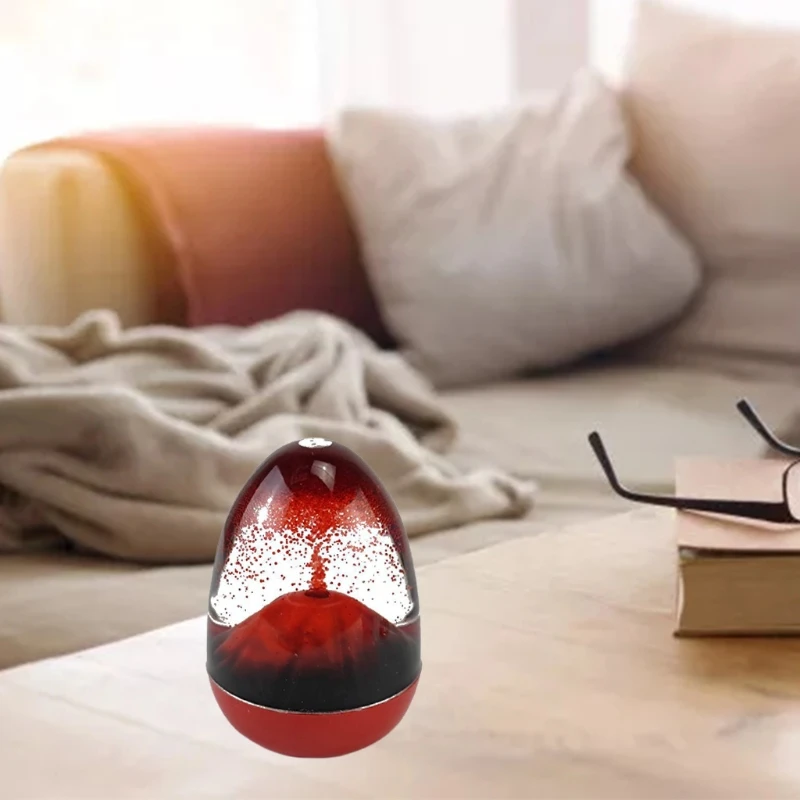 Volcano Eruption Egg Shape Sandglass Liquid Motion Hourglass with Base Calming Sensory Soothing Sand Desktop Ornament