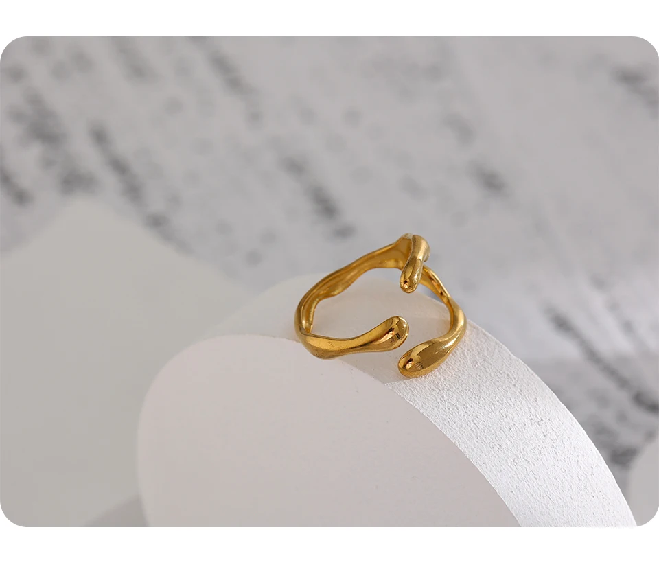 Yhpup 316L Edelstahl Ring Neues Design Metallic 18K PVD plattierter Schmuck Trendiger Öffnungsring биМ Р Mohamedрия Mohamed Geschenk – Detail 9