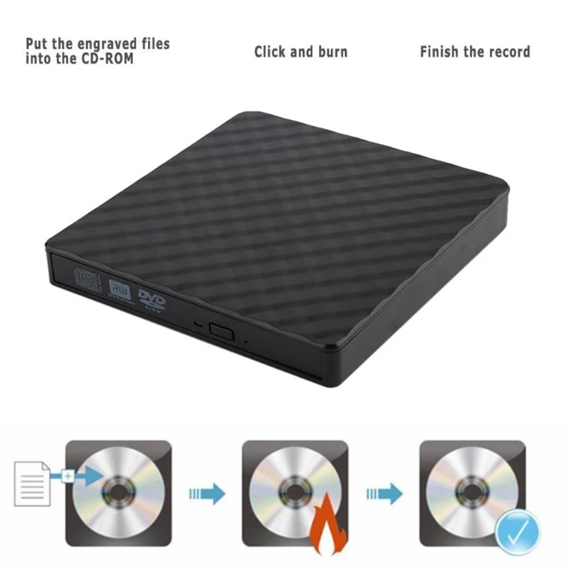 USB 3.0 External DVD Burner Writer Recorder  DVD RW CD Writer Portable Optical Drive Burner Reader Player Tray For PC Laptop