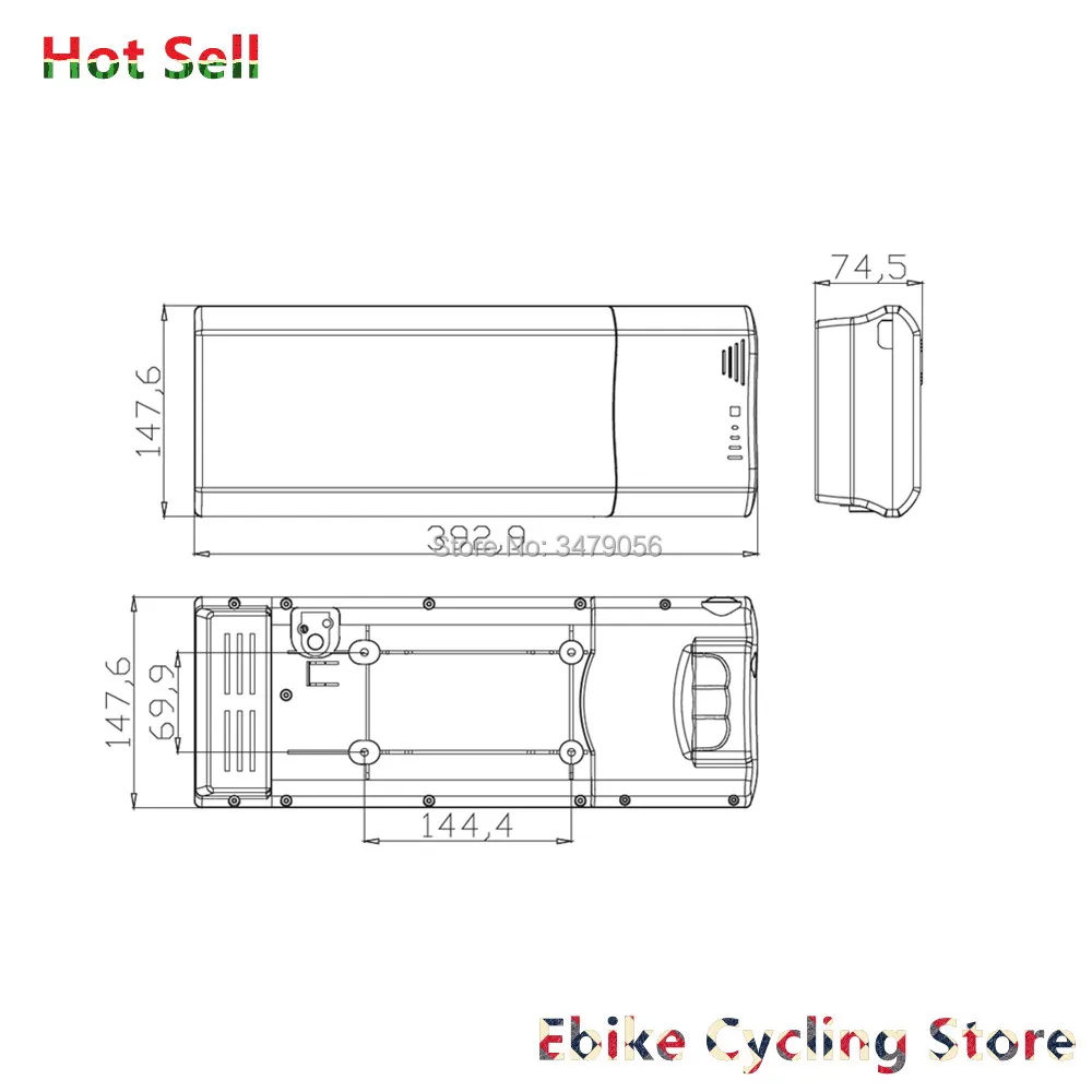 Rear Rack Carrier City Bike Ebike Battery Box 24v 36v 48V 40 pcs 18650 Cells Ansmann E-bike Battery Box Replace Repair