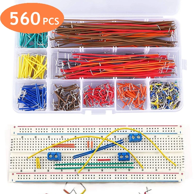 560Pcs Breadboard Jumper Wire Cables Kit for Arduino, 14 Vaules, 2-125 mm for Solder Circuits