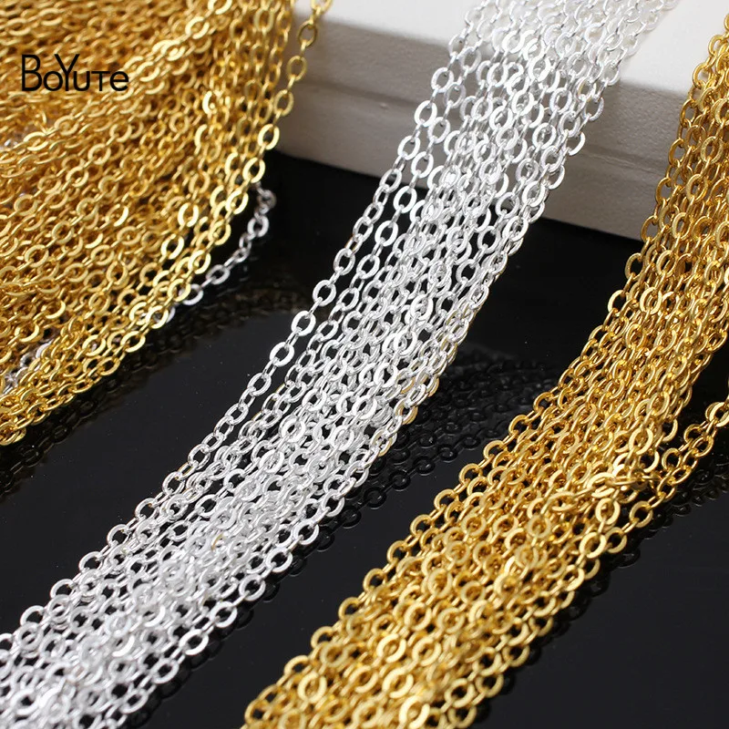 BoYuTe (90-95 Meters/Lot) 3*4MM Flat Chain Materials Factory Supply Handmade Diy Brass Chain Findings for Jewelry Making