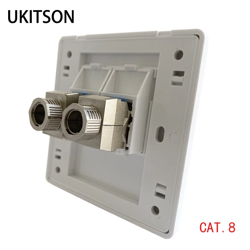 Dual Gangs CAT8 RJ45 Wall Panel 40Gbps Super Speed CAT.8 LAN Socket Network Faceplate For Computer Internet Connector