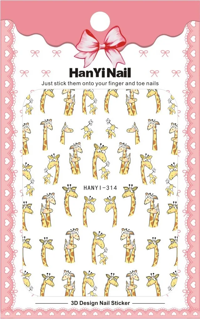 Animals nail art sticker cute giraffe hedgehog image nail art decorations ultra thin self adhesive Cartoon nail decals HY001