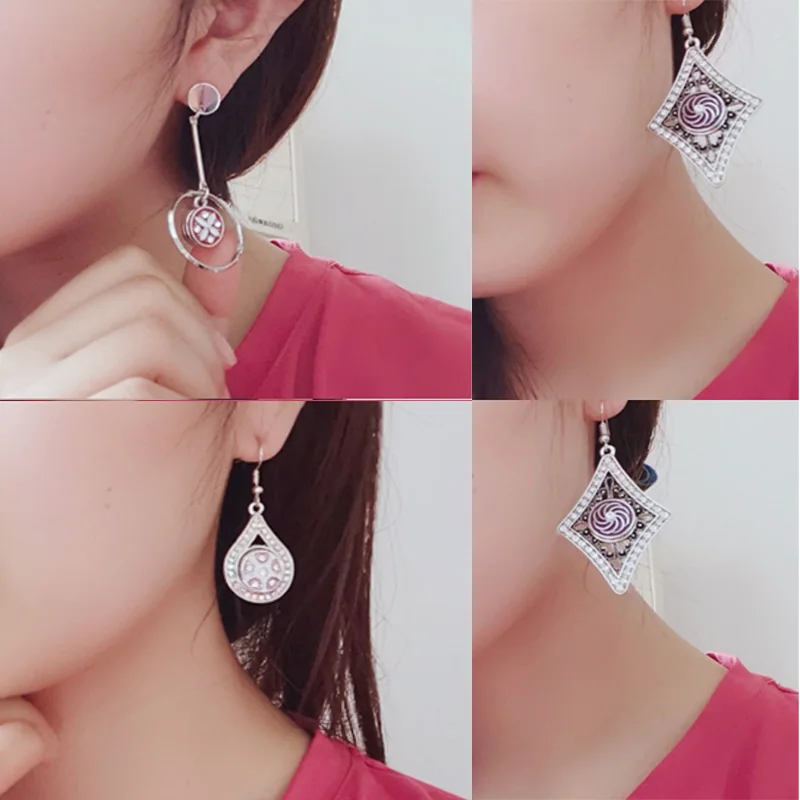 Snap Jewelry Earrings Stainless Steel 12mm Snap Button Earrings Hollow Out Water Drop Mini 12 mm snap earring charm Buttons