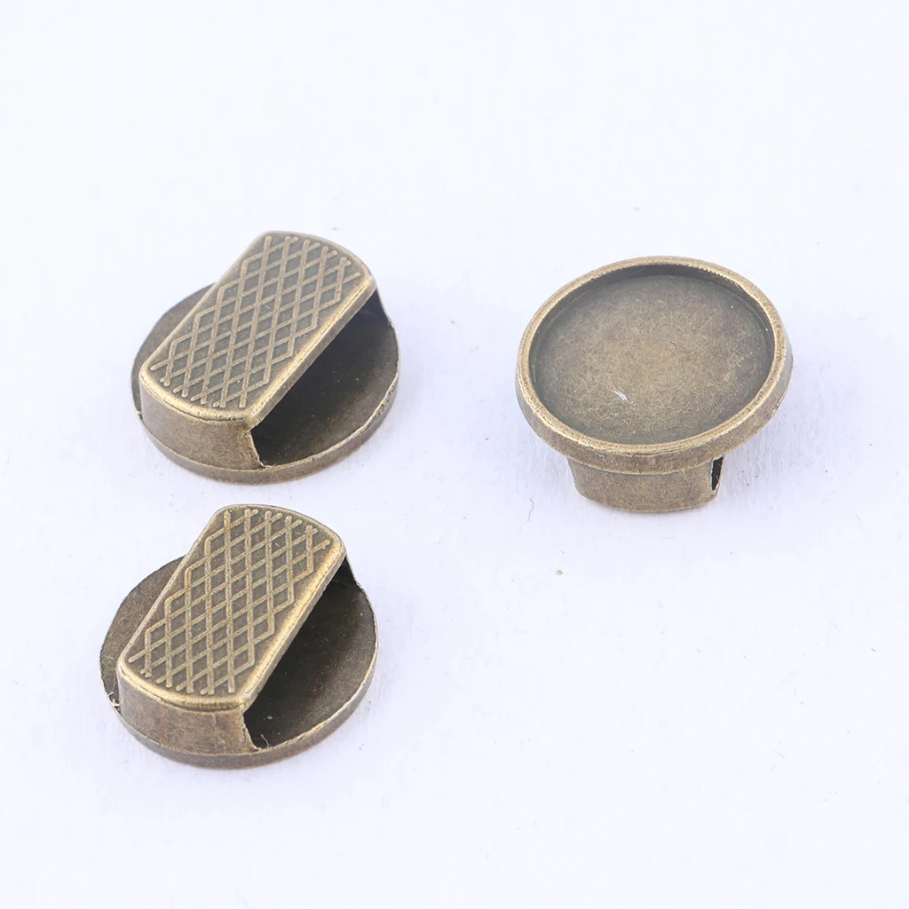 온웨어 플랫 가죽 슬라이더 비즈, 앤티크 실버 블랭크, 12mm 카보숑 세팅, DIY 팔찌, 소모품 제작 구멍, 10x2.5mm, 20 개