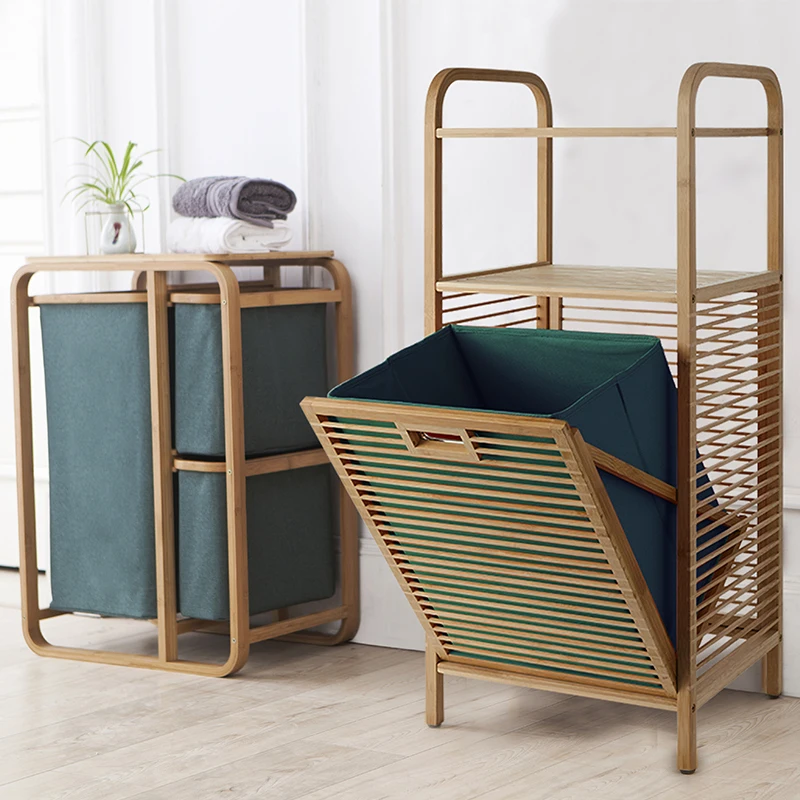 

multi-function bathroom hamper clothes dirty clothes storage bathroom rack laundry frame bamboo WF