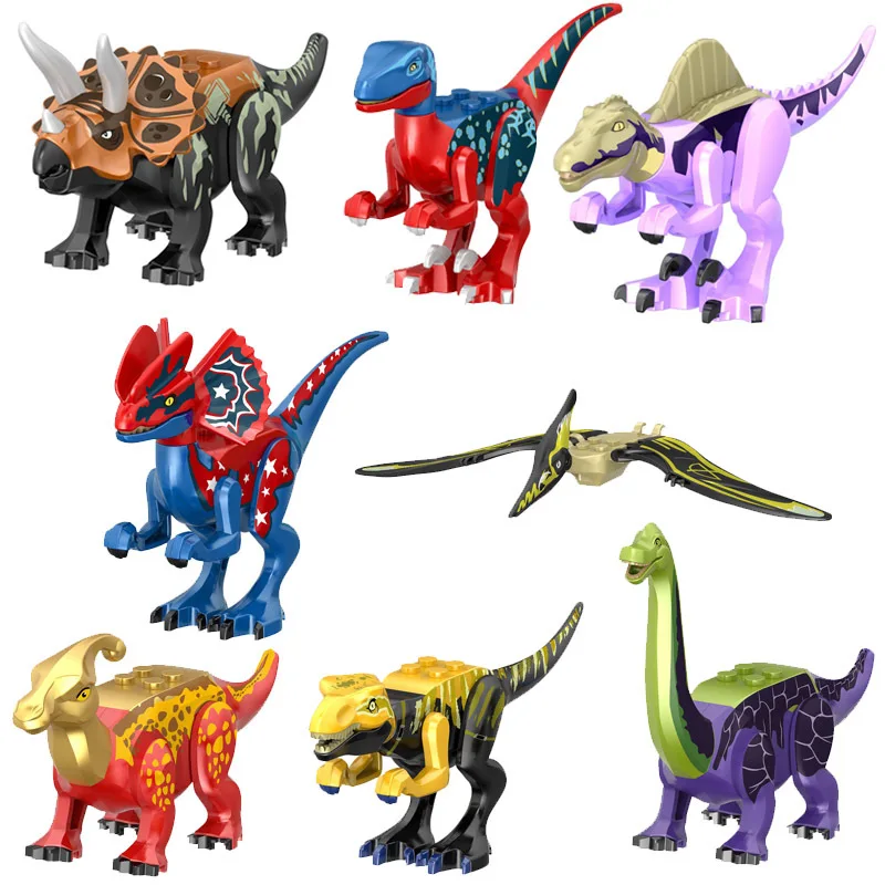 Jurassic World Park Building Blocks Set, Dinossauro Branco Set, T Indominus Rex, Dino Breakout, Mosasaurus Velociraptor Animal, 3 Modelo, 8Pcs