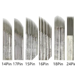 100Pcs Eyebrow Microblading Needles 3 Row 18/21Pin Sterilized Lip Permanent Makeup Blades Shading Tattoo Manual Pen Inks