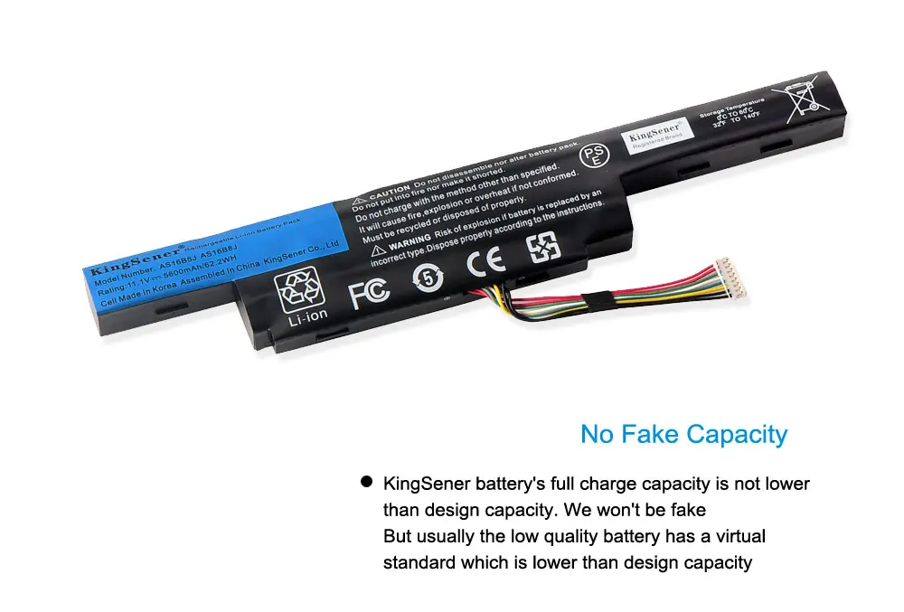 KingSener AS16B5J AS16B8J 5600mAh Laptop Battery For Acer Aspire E5-575G-53VG 3ICR19/66-2 Free 2 Years Warranty