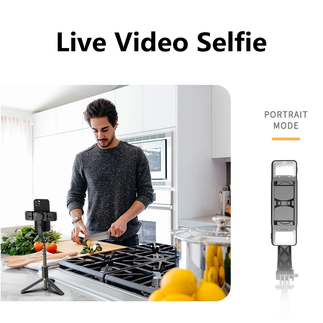 FANGTUOSI سماعة لاسلكية تعمل بالبلوتوث Selfie عصا يده مثبت أفقي حامل ثلاثي للهاتف مع مزدوجة ملء ضوء مصراع للعيش selfie