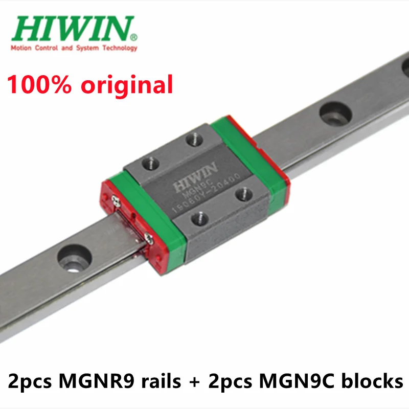 2pcs Taiwan Original HIWIN linear guide rail MGNR9 -L100mm 200mm 300mm 400mm 500mm 550mm + 2pcs MGN9C blocks 3d printer CNC MGN9