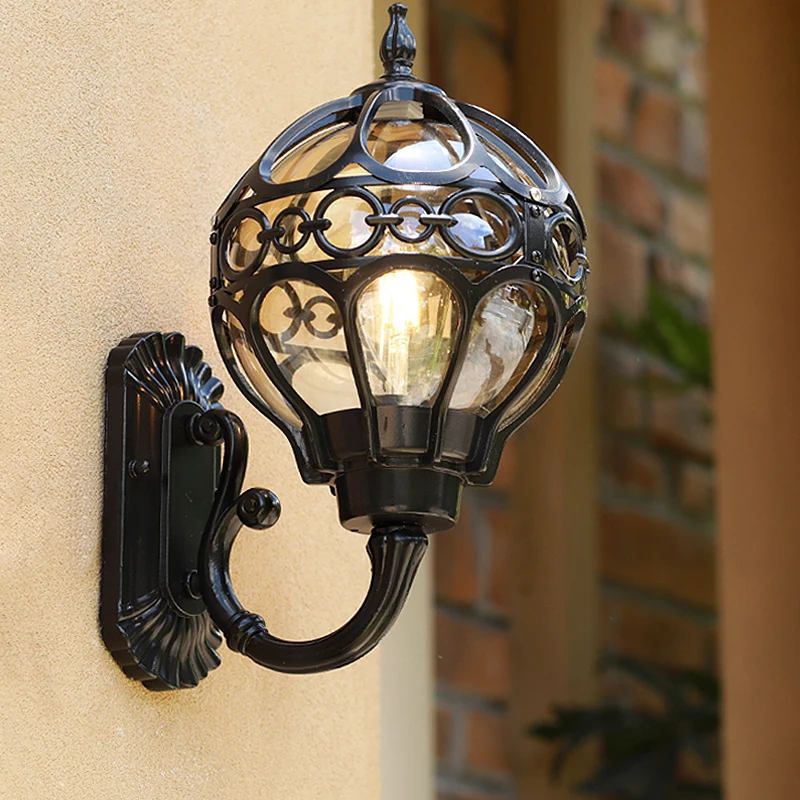 

Европейский Ретро Уличный Настенный Светильник Крыльцо Парк Отель Двор Настенный Светильник Открытый Водонепроницаемый Алюминиевый Стеклянный Шар E27 Светильник