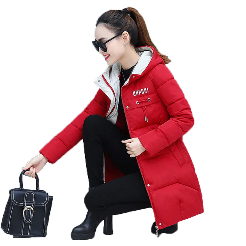 

2023 Winter Parkas Overcoat Women Coat Hooded Jackets Long Sleeve Warm Letter Print Long Fashion Female Coats Zipper Outerwear