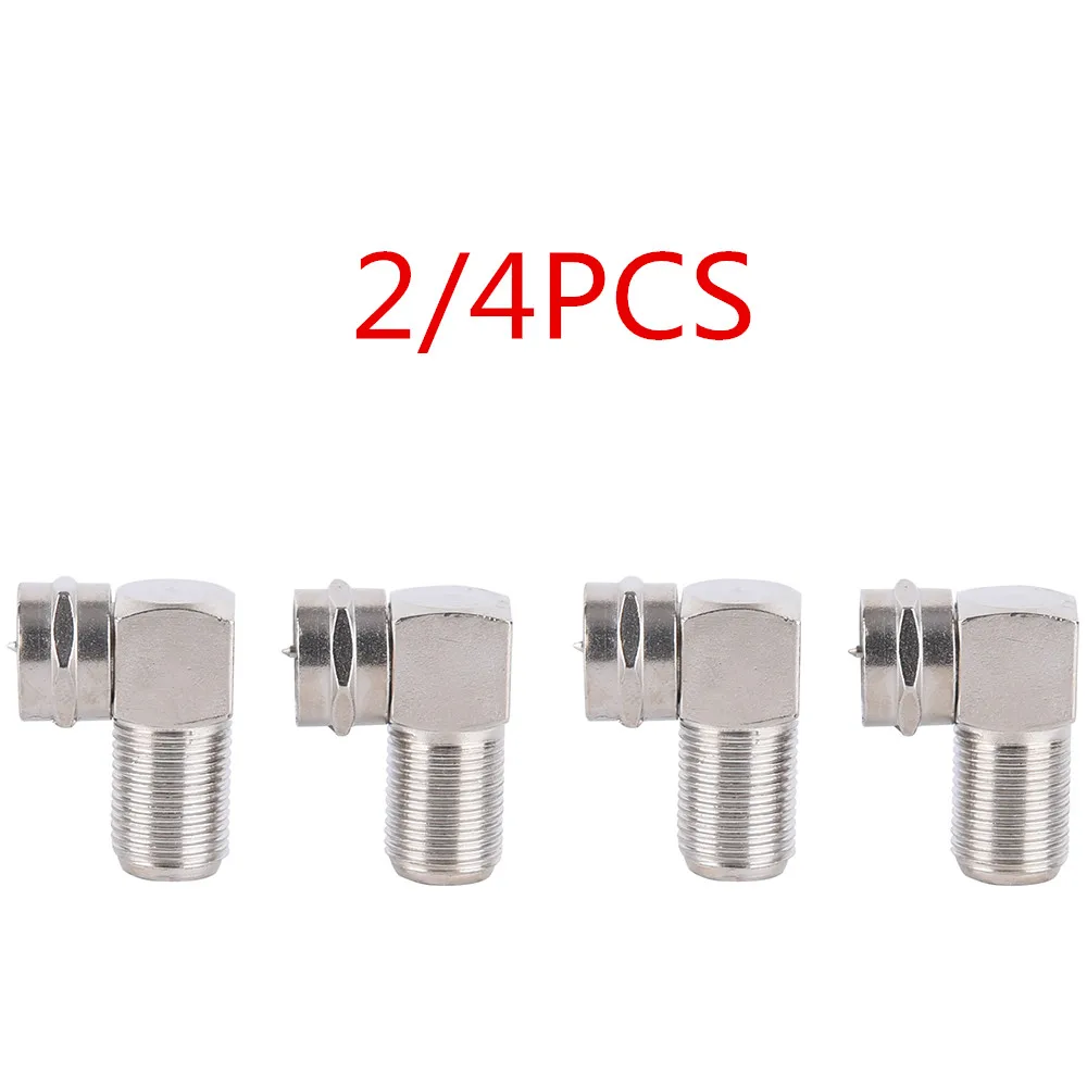 2/4pcs 90 Degree Right Angled TV Aerial Cable Connector RF Coaxial F Female to TV Male Plug to Female Socket RG6 RG5