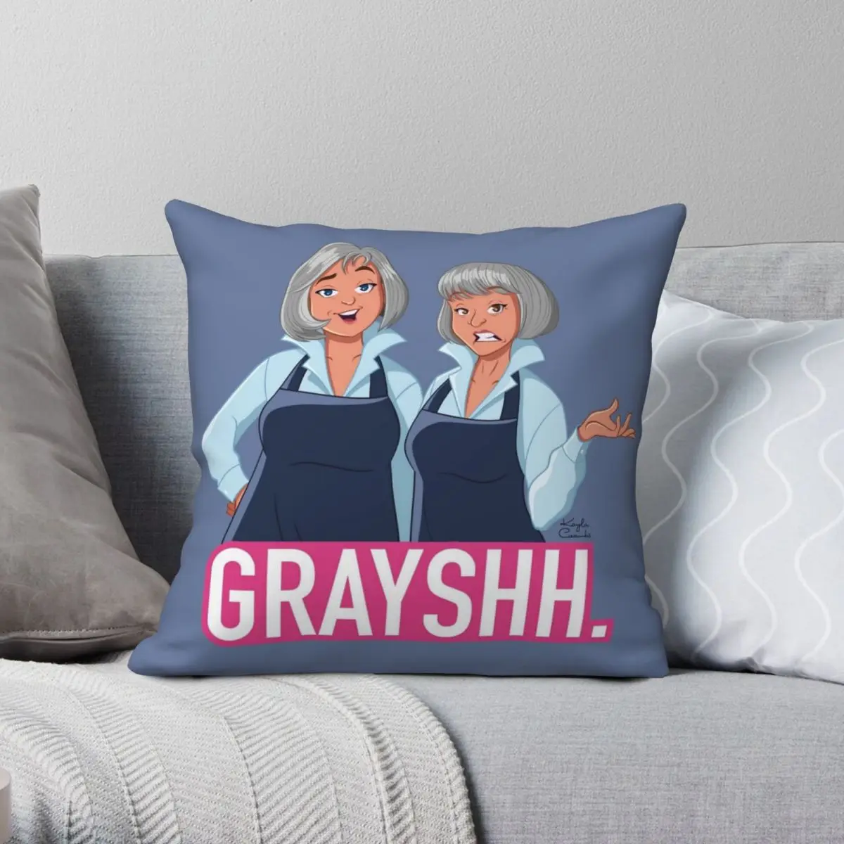 

Kath and Kim Grayshh Prue Trude Square Pillowcase Polyester Linen Velvet Creative Zip Decor Throw Pillow Case Home Cushion Cover