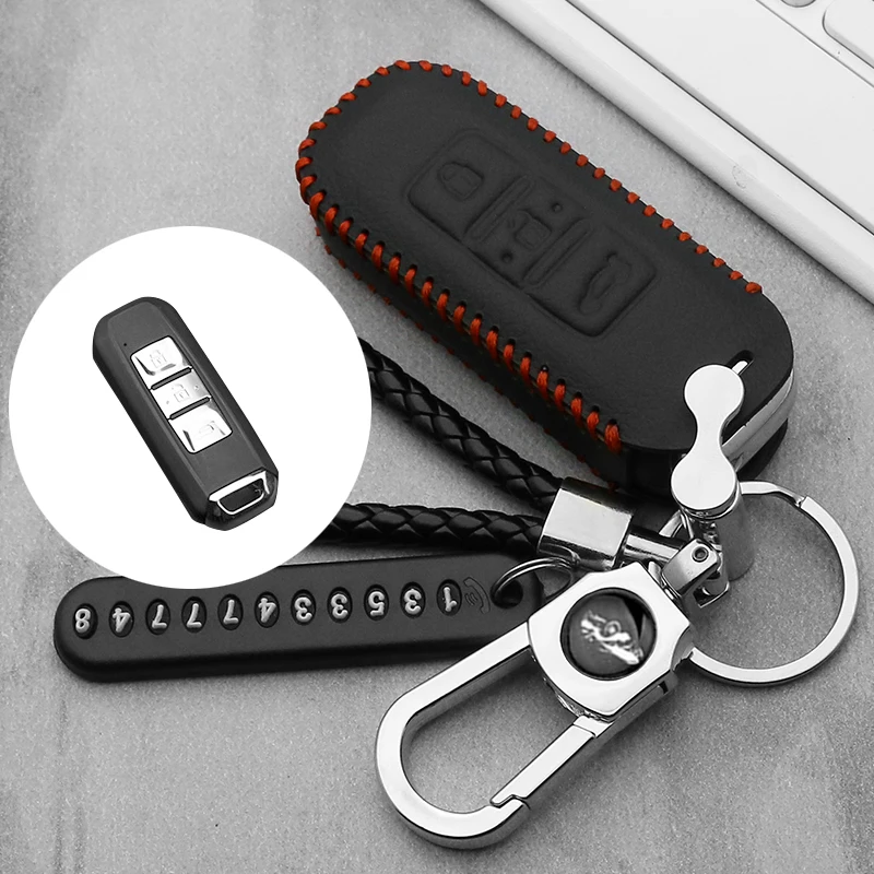 leather Key Case Remote Fob Shell Keychain Protector Holder for Wuling Hongguang S Baojun 730 510 560 Car Key Cover