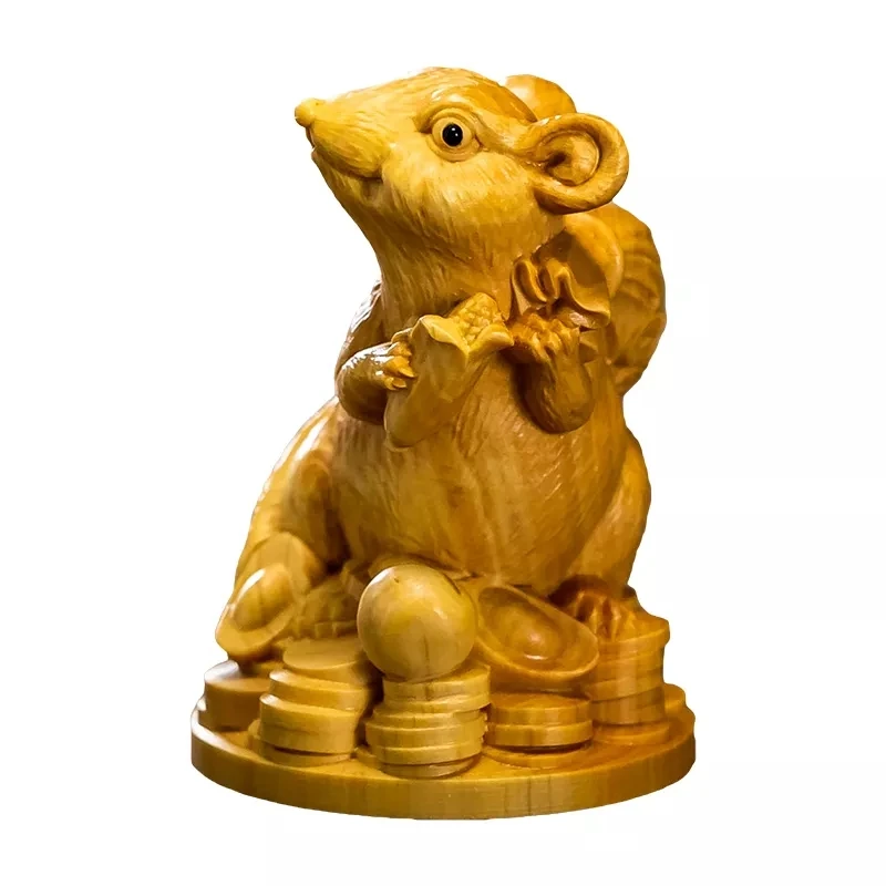 

Boxwood 7cm Chinese traditional mascot Chinese zodiac lucky rat Chinese handicrafts small ornaments