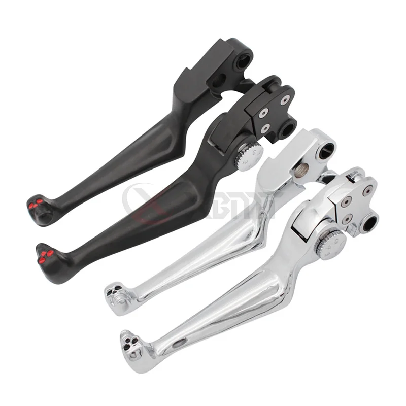 Motorcycle Aluminum Black Chrome Skull Brake Clutch Levers For Harley Dyna Road King Softail Springer Heritage