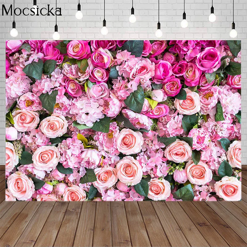 Lễ Tình Nhân Chụp Ảnh Phông Nền Hoa Hồng Hoa Màu Hồng Cho Bé Chân Dung Cưới Photocall Con Sinh Nhật Hình Nền Photozone