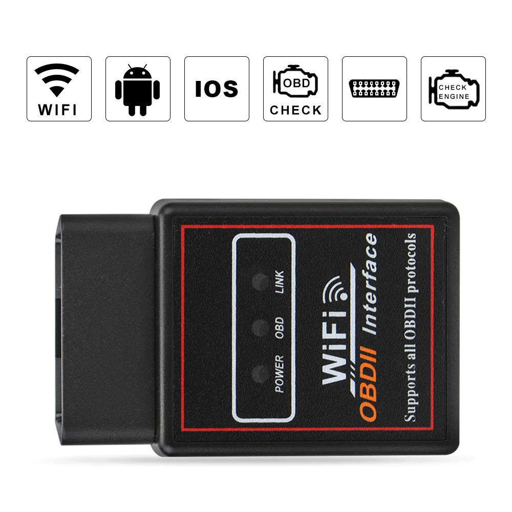 ELM 327 V2.1 lector de código OBD2 herramientas de diagnóstico de coche OBD2 escáner WIFI ELM327 OBDII herramienta de escáner de coche Universal para IOS Android