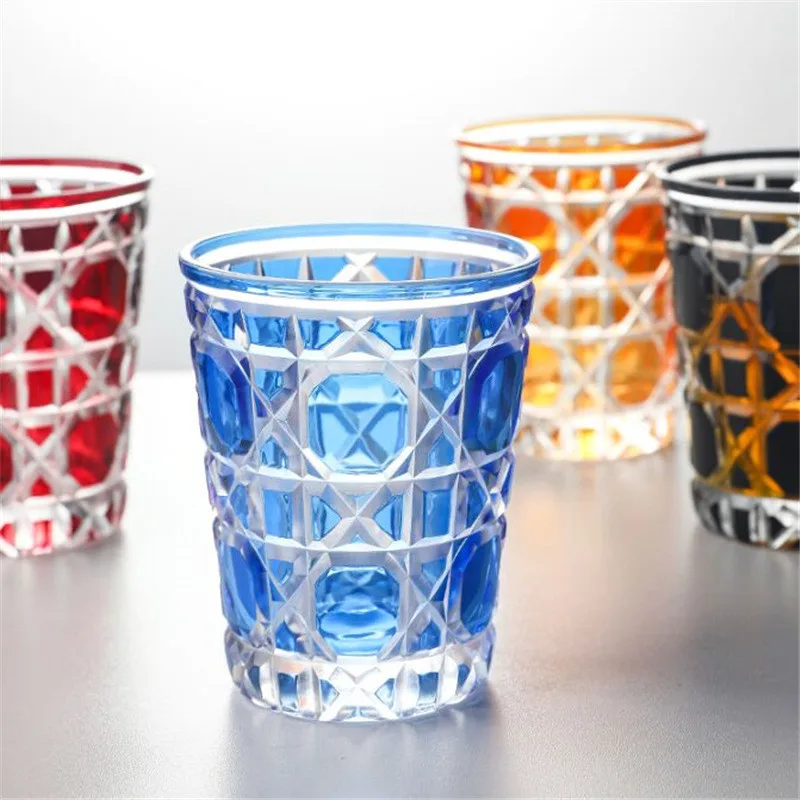 Drinking Glass Party Cup Kitchen Bar Utensils Carved Birthday Present/Gift Nordic Style Round Blue/Green/Red/Pink 320ML