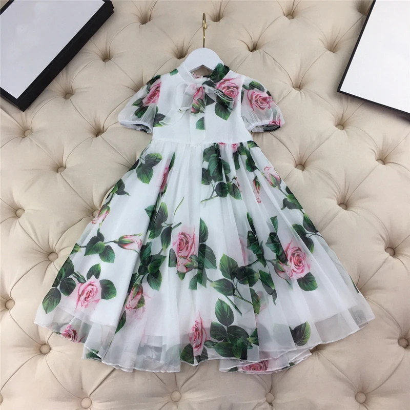 20213 kids girls floral dress princess dresses clothes ball gown 90-160 Childrens formal attire kids ceremonial clothes