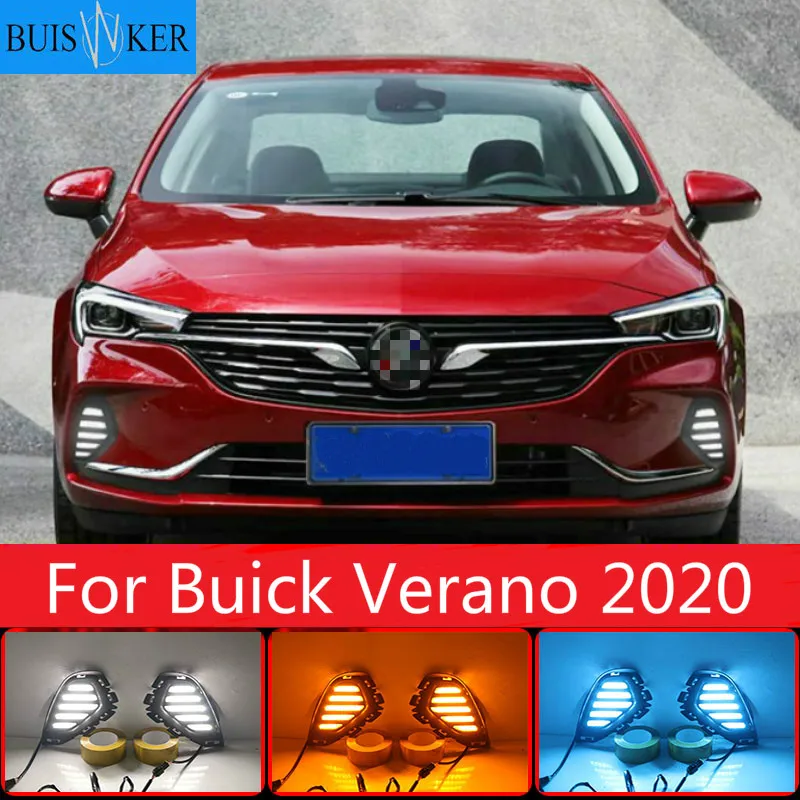 

2Pcs LED Daytime Running Light White Driving Yellow Turn signal Light Blue Night Fog Lamp For Buick Verano 2020