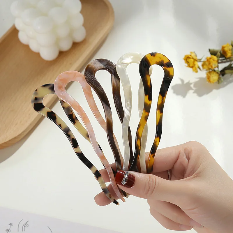 Hair Clips Acetate Hair Sticks Resin Hair Sticks Headwear U Shape Fork Hairpins Hairpins Geometric Hair Sticks Hair Accessories