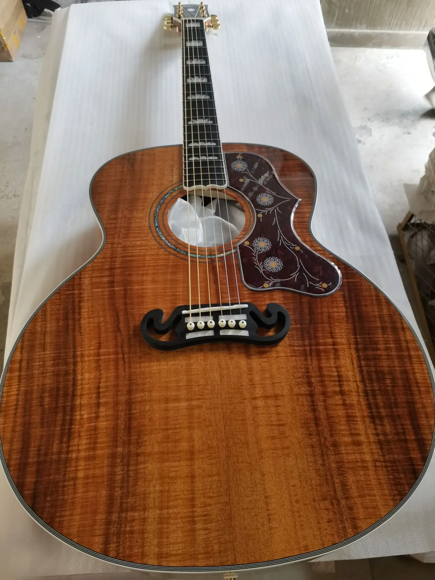 

free shipping AAA custom shop koa guitar ebony wood fretboard jumbo 43 inches acoustic electric guitar full koa big body guitar